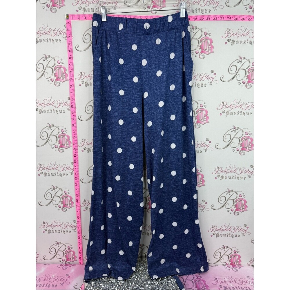 Emily & jane pants polka dot Blue Knit with Heathered Texture